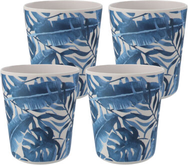 Excellent Houseware Kunststof/melamine drinkbeker met print - 4x - 9 x 11 cm - 440 ml