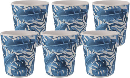 Excellent Houseware Kunststof/melamine drinkbeker met print - 6x - 9 x 11 cm - 440 ml