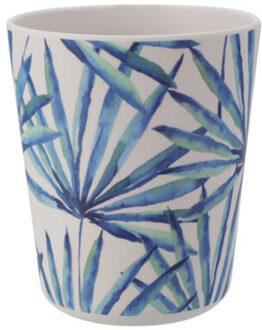 Excellent Houseware Kunststof/melamine drinkbeker met print - 9 x 11 cm - 440 ml Lichtblauw