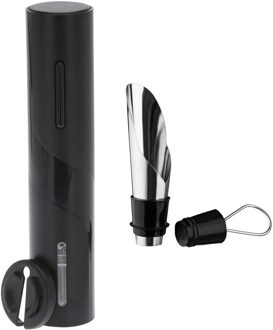 Excellent Houseware Kurkentrekker elektrisch zwart 23 cm met schenktuit en afsluitdop