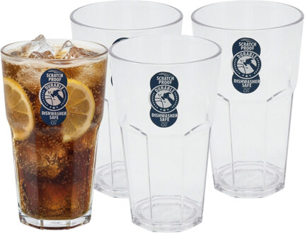 Excellent Houseware Longdrink glas - 8x - 370 ml - onbreekbaar kunststof - herbruikbaar