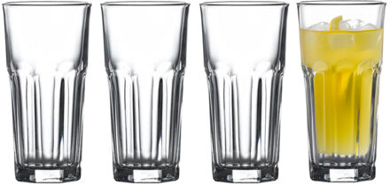 Excellent Houseware Longdrink glazen set - 4x - glas - 280 ml - water glazen - vaatwasser bestendig - Longdrinkglazen Transparant