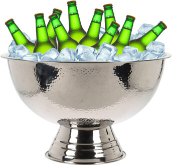 Excellent Houseware Luxe Bieremmer/ijsemmer op voet - RVS - zilverkleurig - 40 x 24 cm