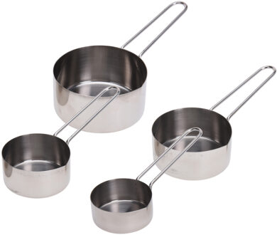 Excellent Houseware Maatschepjes - 4x stuks - zilver - RVS - maatlepels - keuken/koken