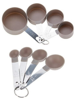 Excellent Houseware Maatschepjes/maatlepeltjes Set 8 stuks Kunststof & RVS Bruin Keukenmaatlepels