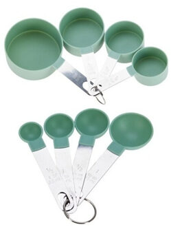 Excellent Houseware Maatschepjes/maatlepeltjes Set 8 stuks Kunststof & RVS Groen Keukenmaatlepels