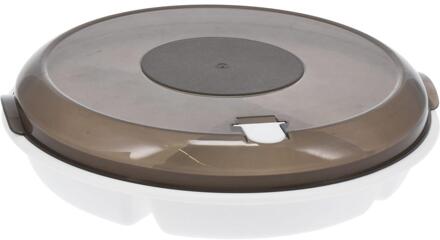 Excellent Houseware Magnetronschaal met vakjes - deksel - beige - kunststof - Dia 24 x H 6,5 cm - Magnetronbakken