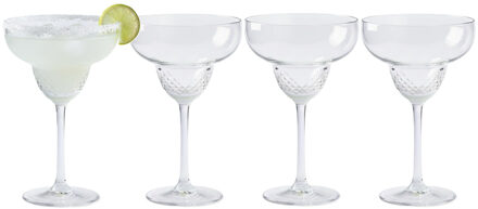 Excellent Houseware Margaritha glazen - 4x stuks - glas - 300ml - cocktail - cocktailglazen - margaritha glazen
