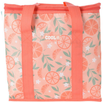 Excellent Houseware Medium size koeltas voor lunch Hawaii fruit thema oranje/creme 34 x 16 x 36 cm 16 liter - Koeltas