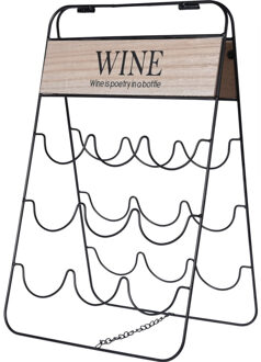 Excellent Houseware Metalen wijnflessen rek/wijnrek wine voor 9 flessen 30 x 2 x 49 cm