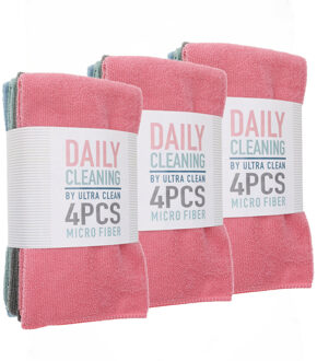 Excellent Houseware Microvezel schoonmaakdoekjes - 12x - kleurenmix - 41 x 48 cm