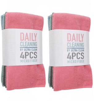 Excellent Houseware Microvezel schoonmaakdoekjes - 8x - kleurenmix - 41 x 48 cm