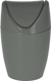 Excellent Houseware Mini prullenbakje - donkergrijs - kunststof - met klepdeksel - keuken aanrecht/tafel model - 1,5 Lit