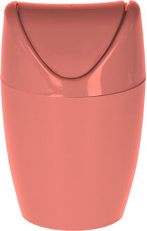 Excellent Houseware Mini prullenbakje - rood - kunststof - met klepdeksel - keuken aanrecht/tafel model - 1,5 Liter