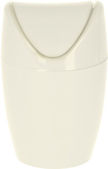 Excellent Houseware Mini prullenbakje - wit - kunststof - met klepdeksel - keuken aanrecht/tafel model - 1,5 Liter