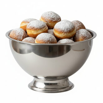 Excellent Houseware oliebollenschaal - op voet - zilver - rvs - 30 x 19 cm