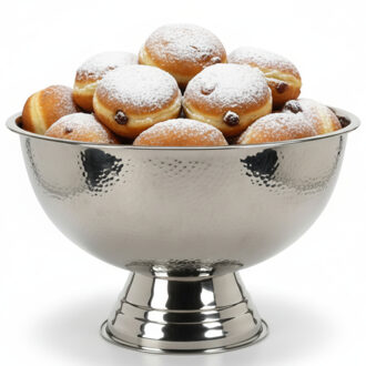 Excellent Houseware Oliebollenschaal - op voet - zilver - rvs - 40 x 24 cm