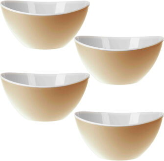 Excellent Houseware Onbreekbare kommen/schalen - 4x stuks - 330 ml - Kommetjes Beige