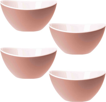 Excellent Houseware Onbreekbare kommen/schalen - 4x stuks - 330 ml - Kommetjes Roze