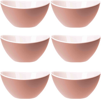 Excellent Houseware Onbreekbare kommen/schalen - 6x stuks - 330 ml - Kommetjes Roze