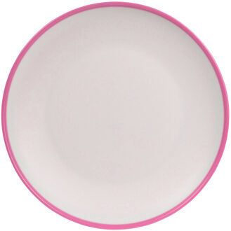 Excellent Houseware Onbreekbare kunststof/melamine roze ontbijt bordjes 28 cm voor outdoor/camping - Campingborden