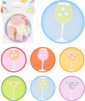 Excellent Houseware Onderzetter set van 6 stuks Cocktailglas verschillende