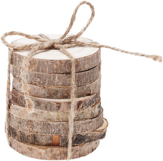 Excellent Houseware Onderzetters - bruin - 8x - 8 cm - hout