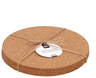 Excellent Houseware Onderzetters Kurk Rond Set Van 3