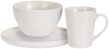 Excellent Houseware Ontbijt Servies set - 6-delig - wit - keramiek - tafelservies - 2 personen