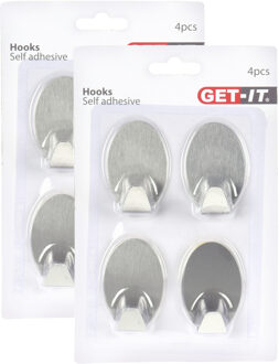 Excellent Houseware ophang haakjes - zelfklevend - 12x stuks - keuken - badkamer - rvs - D3.5 cm