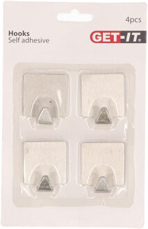 Excellent Houseware ophang haakjes - zelfklevend - 4x stuks - keuken - badkamer - rvs - D3.5 cm