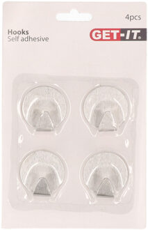 Excellent Houseware ophang haakjes - zelfklevend - 4x stuks - keuken - badkamer - rvs - D3.5 cm