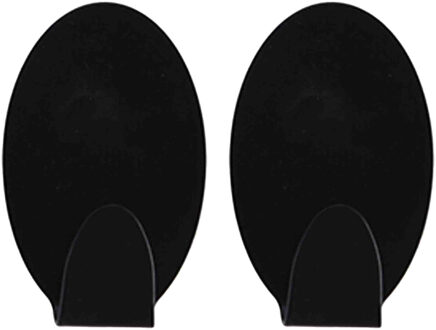 Excellent Houseware ophang haakjes - zelfklevend - ovaal - zwart - 6x stuks - rvs