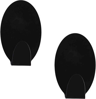 Excellent Houseware ophang haakjes - zelfklevend - ovaal - zwart - 8x stuks - rvs