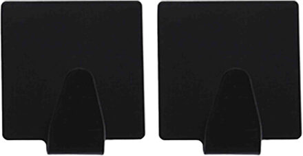 Excellent Houseware ophang haakjes - zelfklevend - vierkant - zwart - 6x stuks - rvs