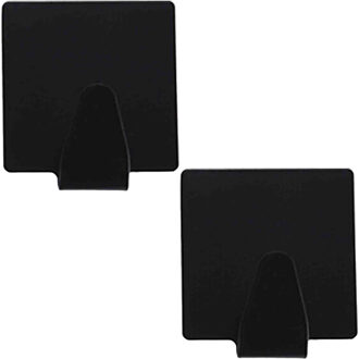 Excellent Houseware ophang haakjes - zelfklevend - vierkant - zwart - 8x stuks - rvs