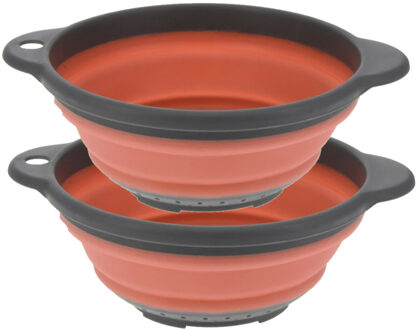 Excellent Houseware opvouwbaar vergiet - 2x - oranje/grijs - tpe - 23 cm - Vergieten