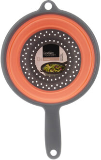Excellent Houseware opvouwbaar vergiet - oranje/grijs - 23 cm