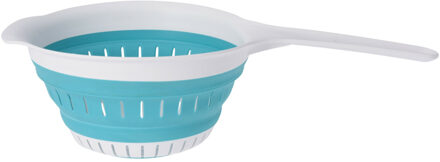 Excellent Houseware opvouwbaar vergiet - wit/lichtblauw - tpe - 37 x 19 cm