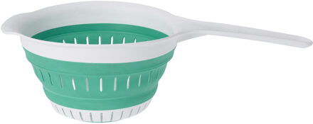 Excellent Houseware opvouwbaar vergiet - wit/mintgroen - tpe - 37 x 19 cm