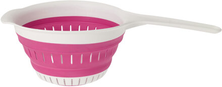 Excellent Houseware opvouwbaar vergiet - wit/roze - tpe - 37 x 19 cm - Vergieten