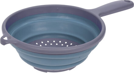 Excellent Houseware opvouwbaar vergiet - zwart/blauw - kunststof - 39 x 23 cm - Vergieten