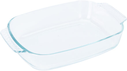 Excellent Houseware Ovenschaal van glas - ovaal - 2 Liter - 30 x 20 x 6 cm - vaatwasser bestendig - Ovenschalen Transparant