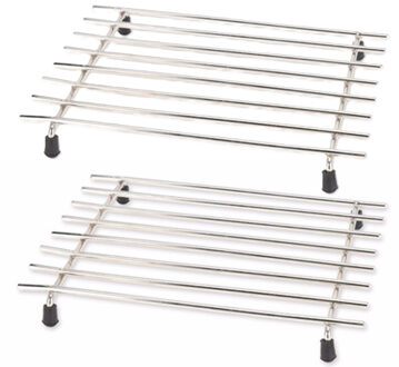 Excellent Houseware Pannenonderzetter - 2x - roestvrij staal - 24 x 19 cm - met antislip voetjes