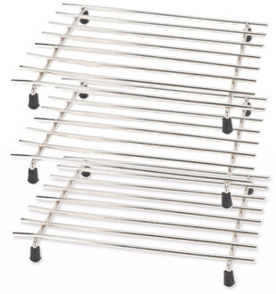 Excellent Houseware Pannenonderzetter - 3x - roestvrij staal - 24 x 19 cm - met antislip voetjes