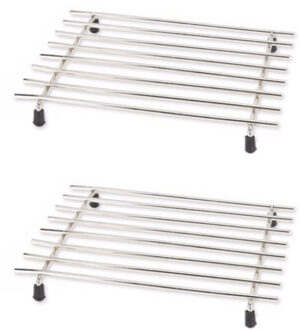 Excellent Houseware Pannenonderzetter - 5x stuks - roestvrij staal - 24 x 19 cm - met antislip voetj