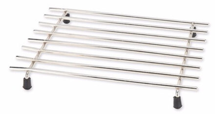 Excellent Houseware Pannenonderzetter - roestvrij staal - 24 x 19 cm - met antislip voetjes Zilver