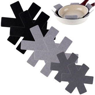 Excellent Houseware Pannenschermers - 6x - grijs - vilt - 38 cm - stapelbeschermers voor pannen