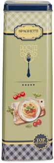 Excellent Houseware Pasta / spaghetti bewaarblik Nostagia - blauw - metaal - Italiaans - 10 x 8 x 20 cm - voorraadblik