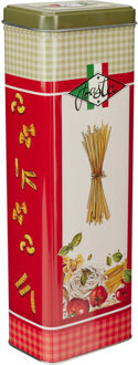 Excellent Houseware Pasta / spaghetti bewaarblik Nostagia - groen - metaal - Italiaans - 10 x 8 x 20 cm - voorraadblik